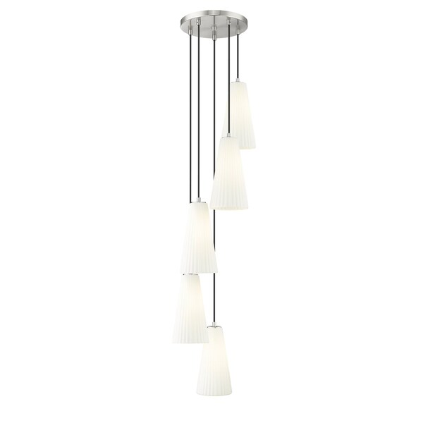 Z-Lite Farrell 5 Light Chandelier, 12in. W x 13.75in. H, Brushed Nickel 3043P7-5R-BN - main